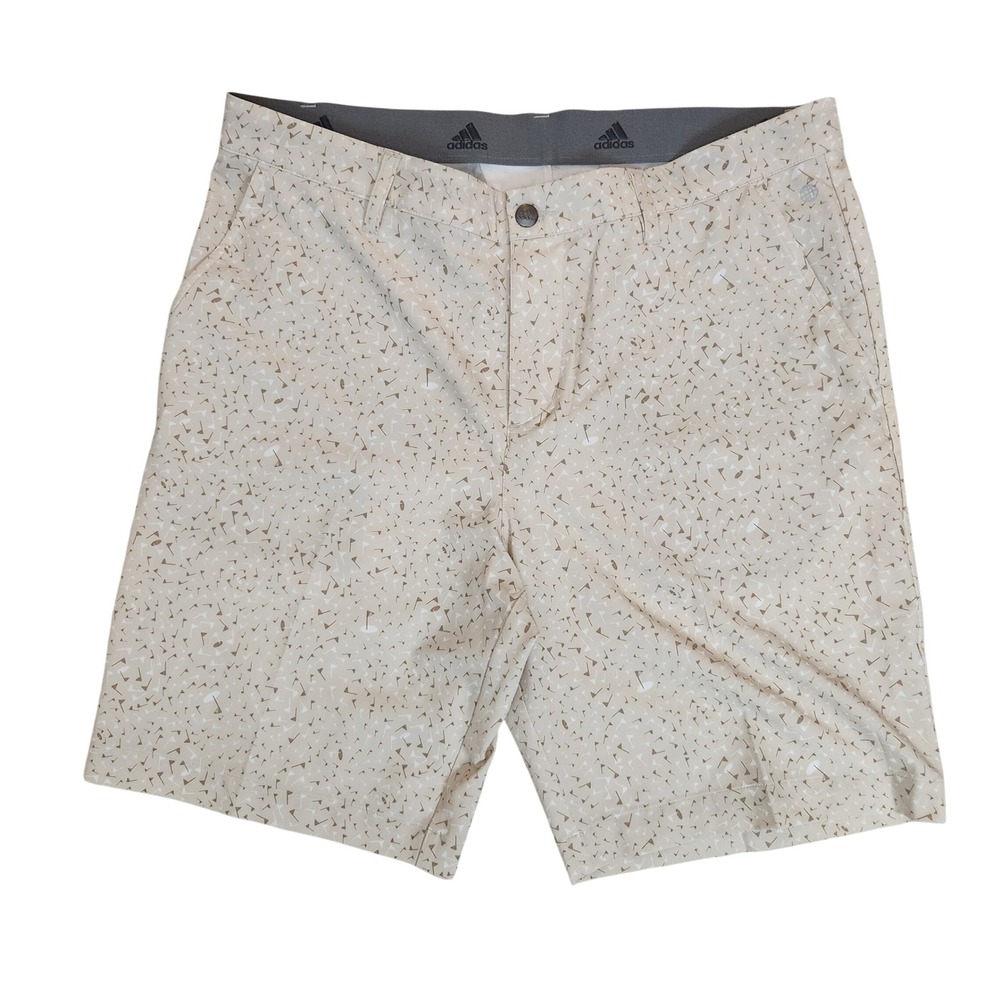 Adidas Golf Shorts Mens 35 Tan Cream Flag Print Performance HA9126